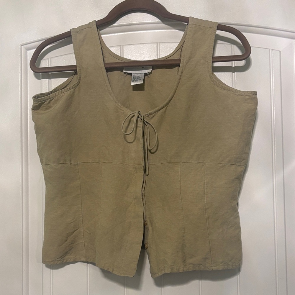 Vintage 90s corset style linen blend top